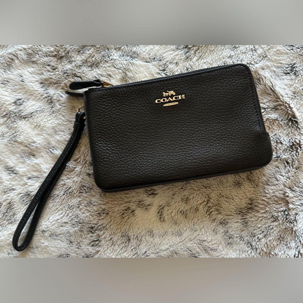 Coach Black Leather Wristlet
